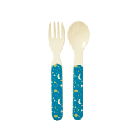 Boys Melamine Spoon & Fork Set Universe Print by Rice DK
